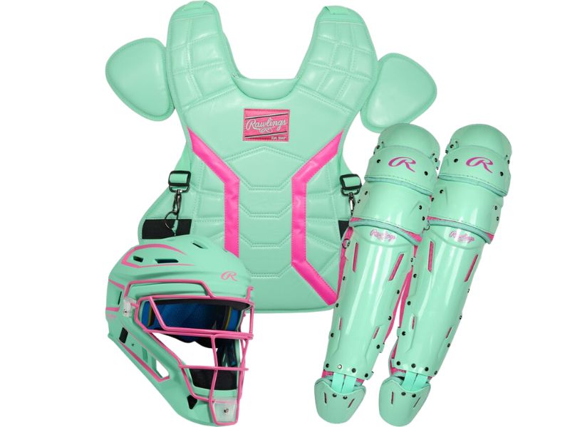 Rawlings MCHPROC Mach Pro Catchers Set M Mint/Pink