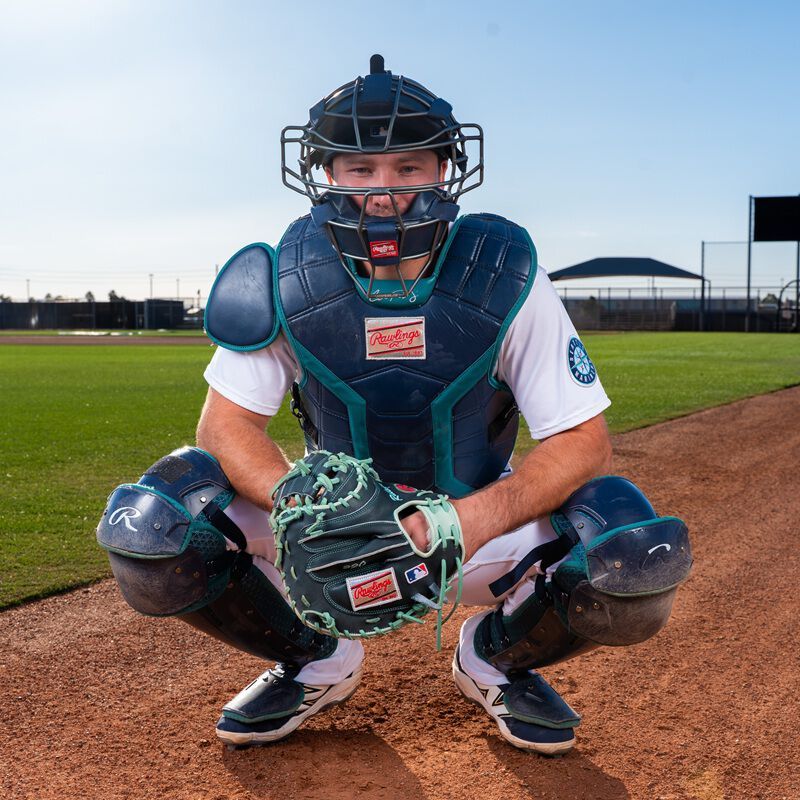 Rawlings MCHPROC Mach Pro Catchers Set M Mint/Pink