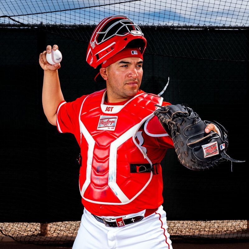 Rawlings MCHPROC Mach Pro Catchers Set M Mint/Pink
