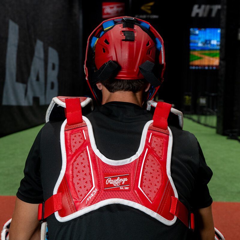 Rawlings MCHPROC Mach Pro Catchers Set L Scarlet/White