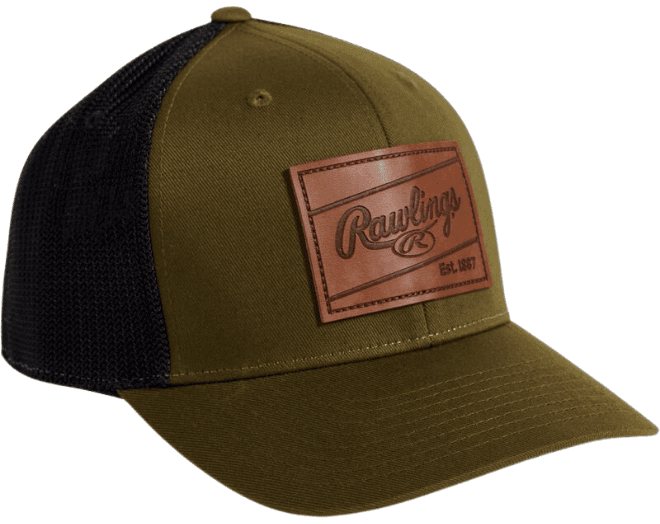 Rawlings RWHLP Leather Patch Hat Color Dark Green