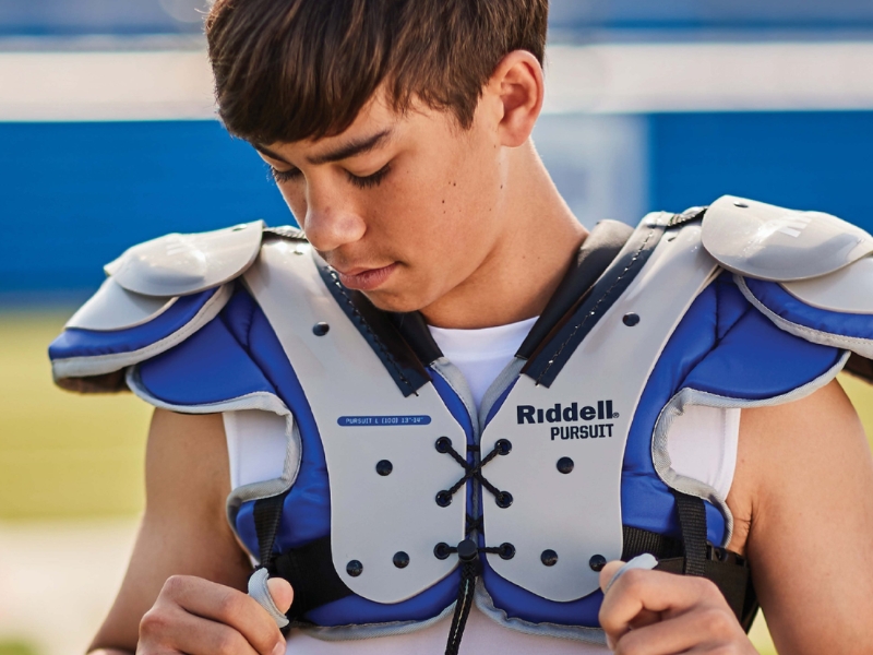 Riddell Pursuit Youth Shoulder Pad | XXL Size Blue/Red/Grey