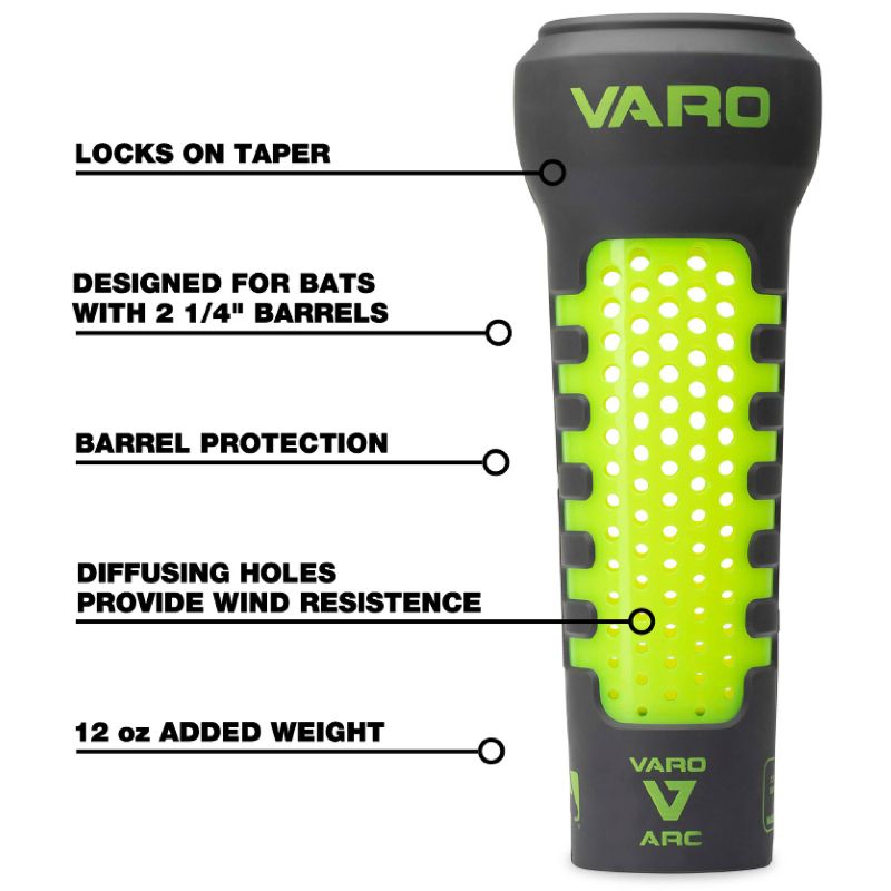 Varo Arc Bat Weight 12 oz Small 2 1/4 Hyperlime Graphite | Baseball Softball Swing Trainer Speed Strength