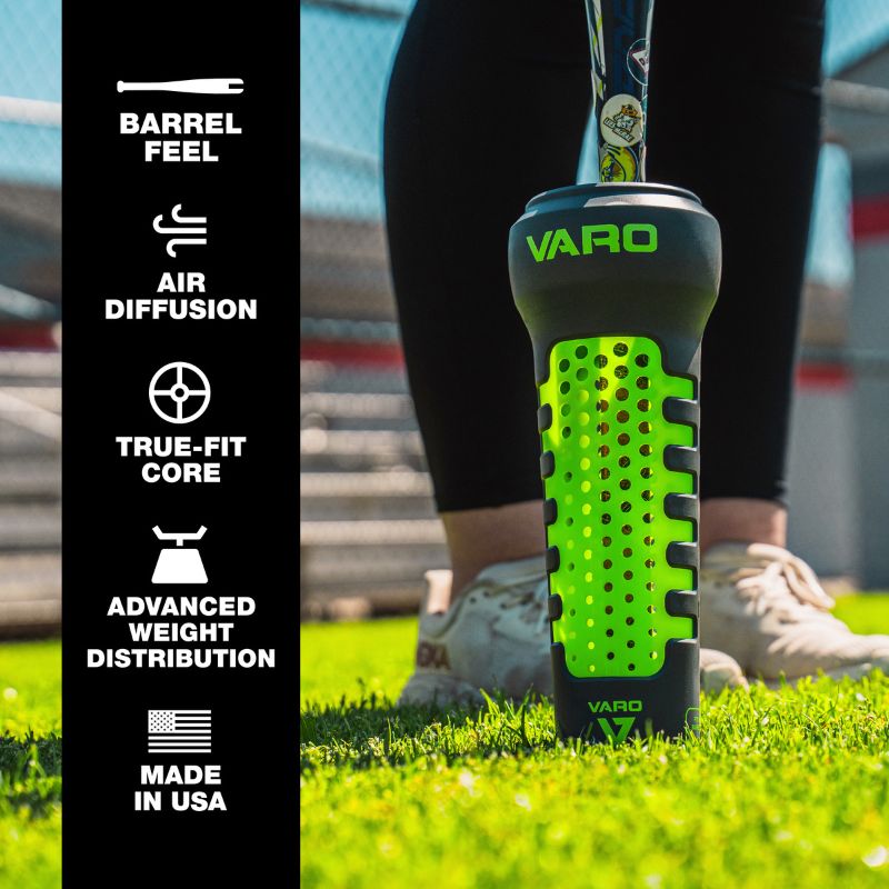 Varo Arc Bat Weight 12 oz Small 2 1/4 Hyperlime Graphite | Baseball Softball Swing Trainer Speed Strength