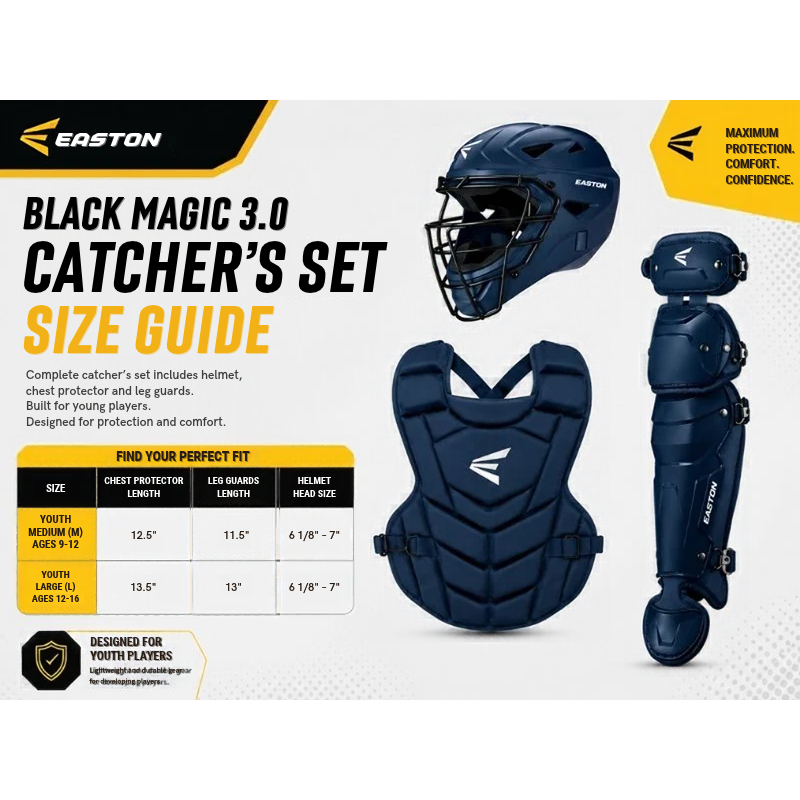Easton BKMG3KITY Black Magic 3.0 Youth Catcher's Set L Red
