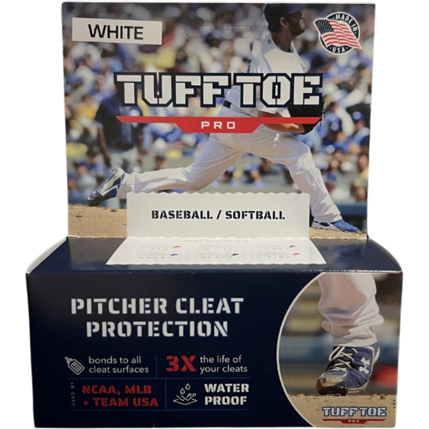 Markwort Tuff Toe Pro Baseball/Softball Pitcher Cleat Protection Color White
