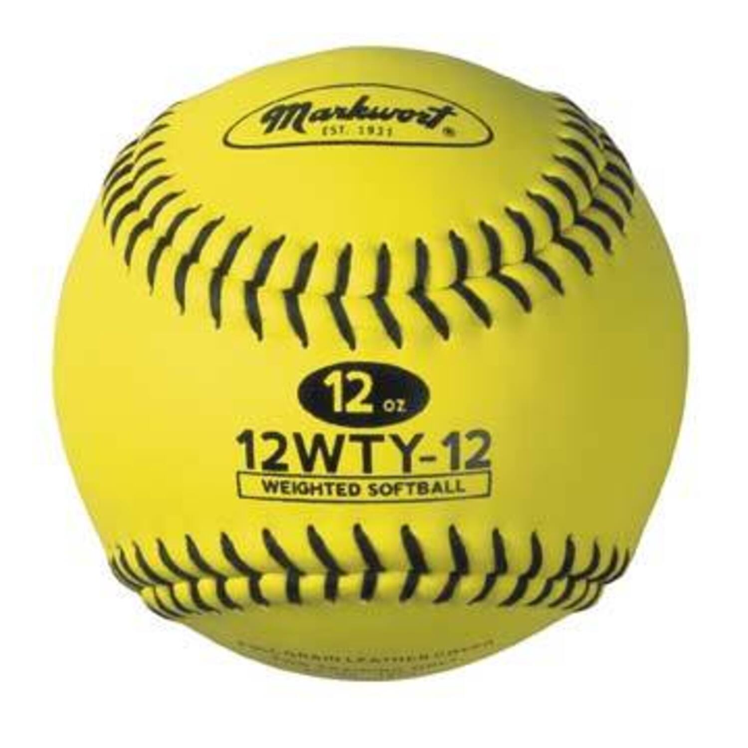 Markwort Weighted Yellow Leather Softball for Building Throwing Arm Strenght (12WTY) Weight 5 oz