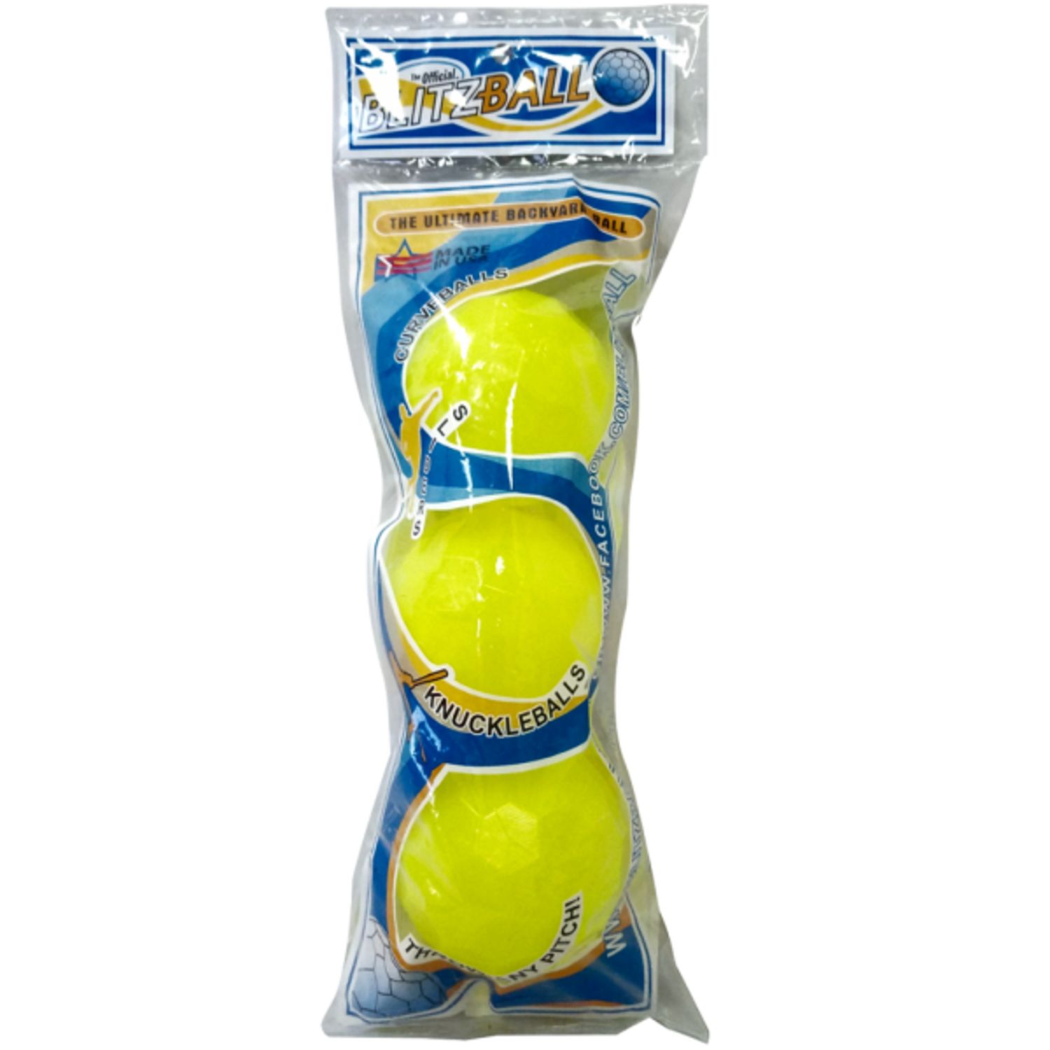 Blitzball Yellow Backyard-Fun Plastic Practice Baseball (3 Pack)