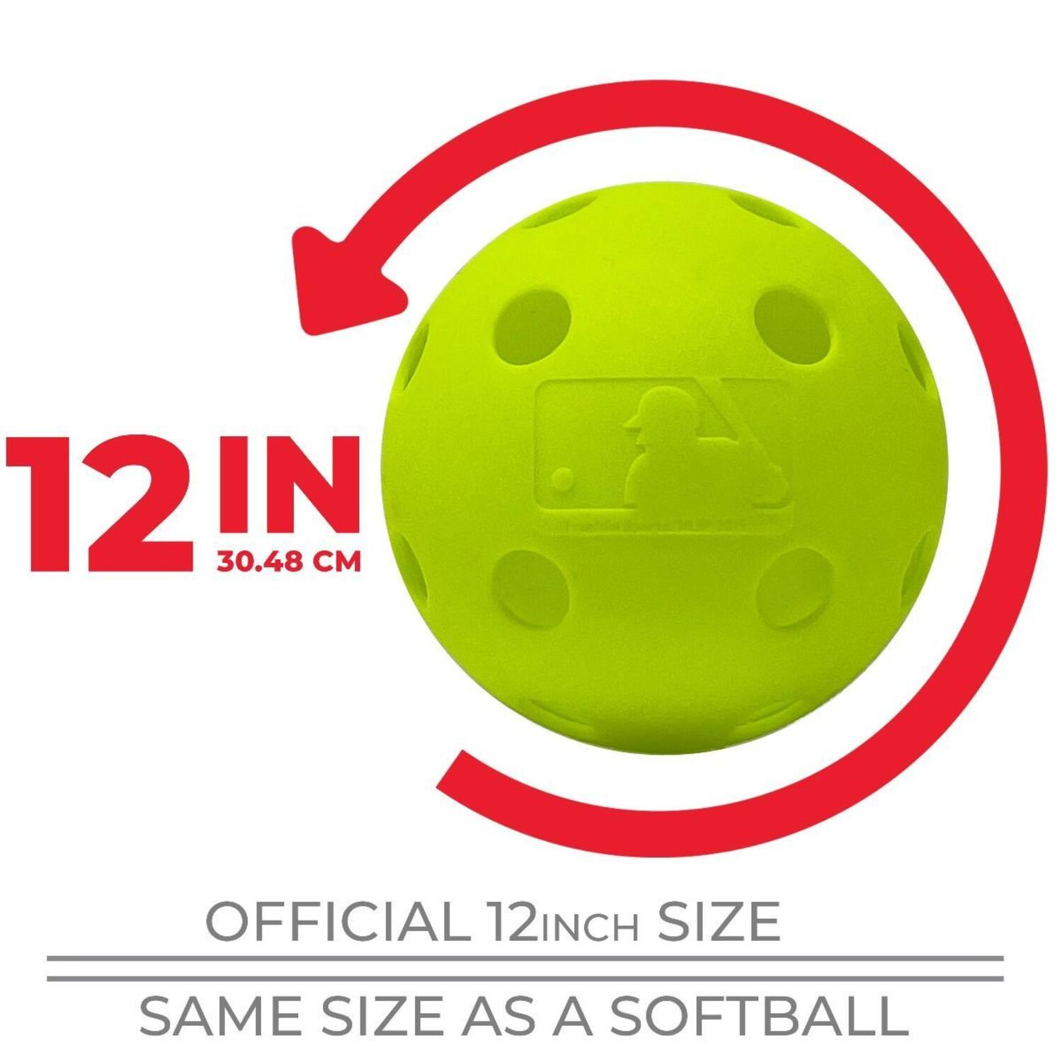 Franklin MLB Indestruct-A-Ball Durable Softball Wiffle Ball Yellow (4 Pack)