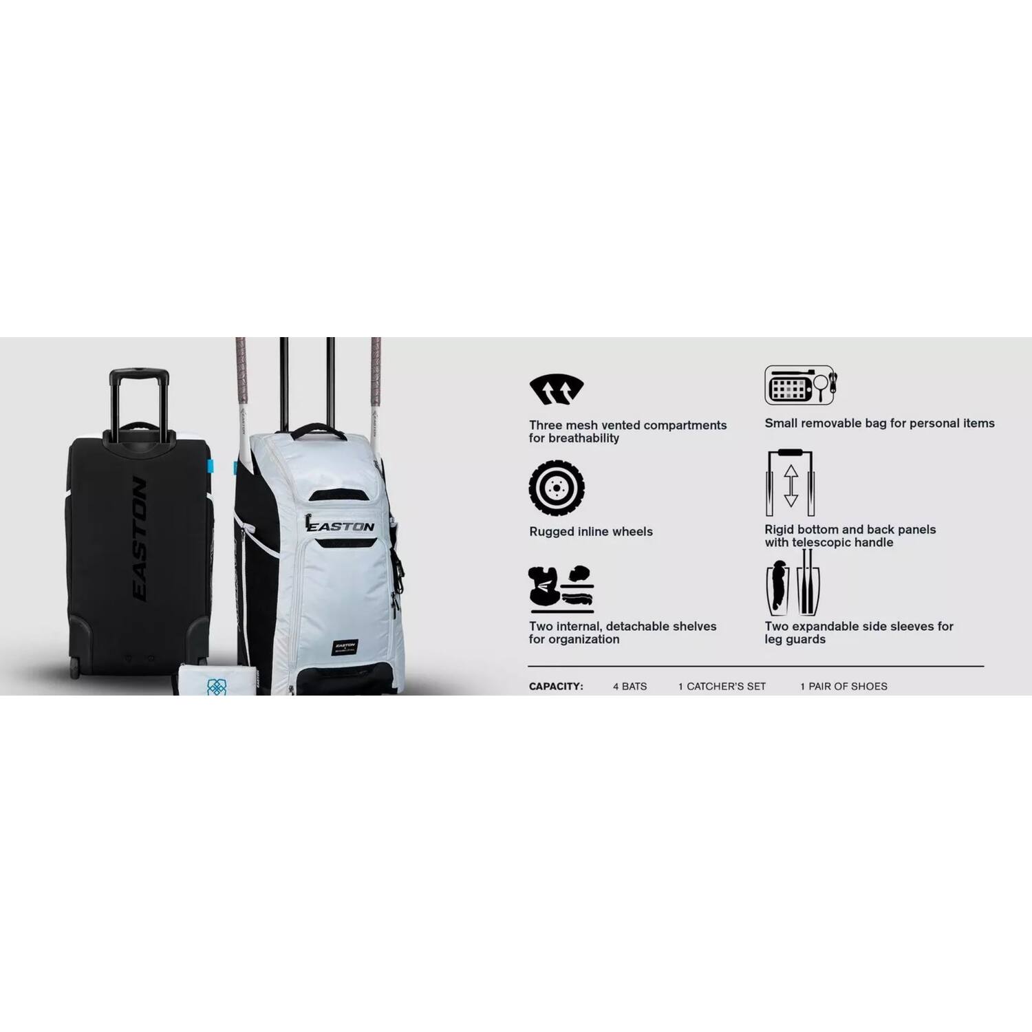 Easton JSCATWB Catchers Wheeled Bag Jen Schro Color White