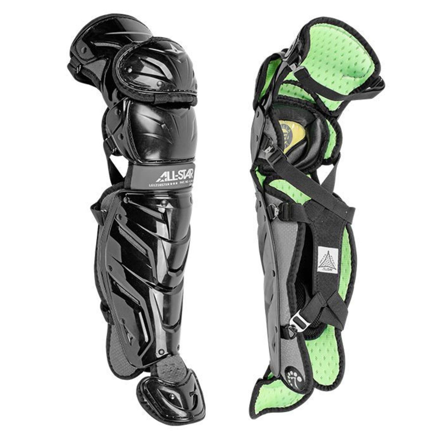 All Star LG1216S7X Youth System 7 Axis Pro Leg Guards | 14,5¨ Inch Color Black