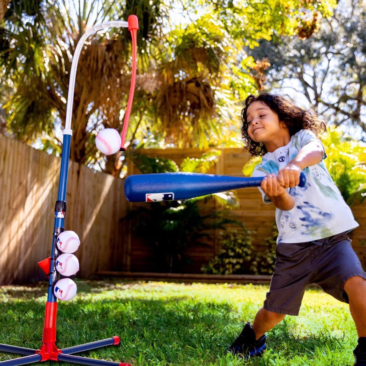 Franklin MLB Youth 2IN1 Grow-With-Me Batting Tee | Baseball Adjustable Batting Tee Trainer