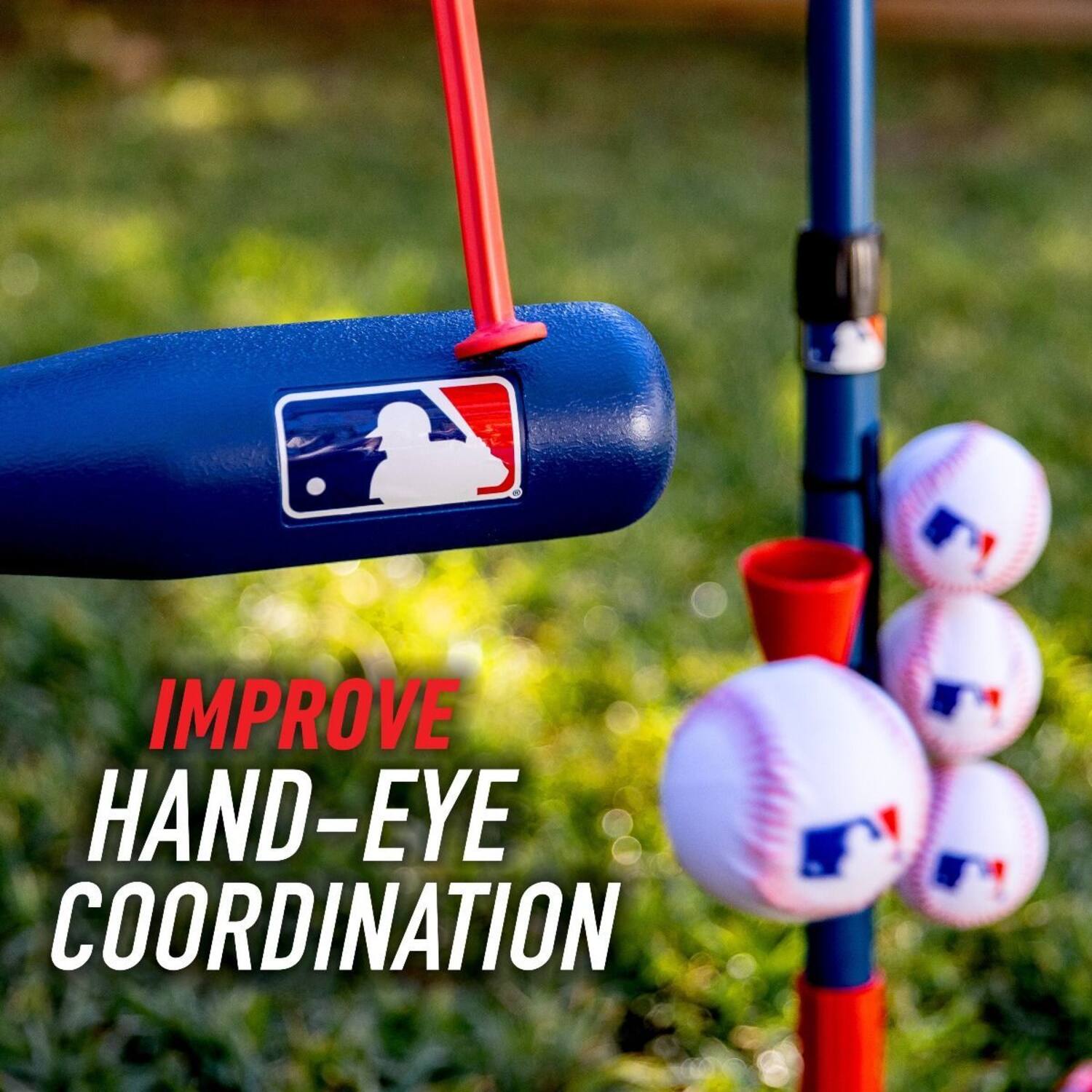 Franklin MLB Youth 2IN1 Grow-With-Me Batting Tee | Baseball Adjustable Batting Tee Trainer
