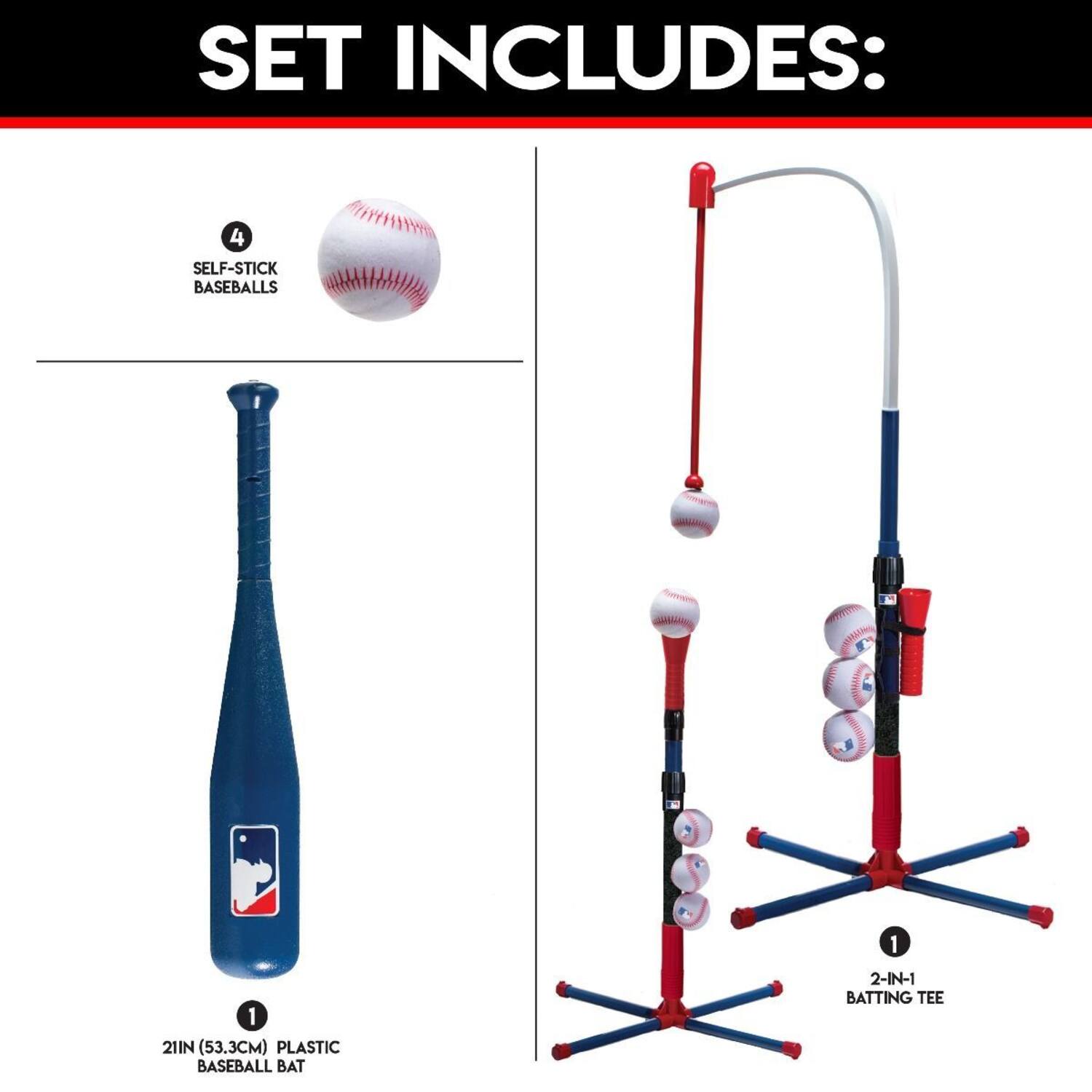 Franklin MLB Youth 2IN1 Grow-With-Me Batting Tee | Baseball Adjustable Batting Tee Trainer