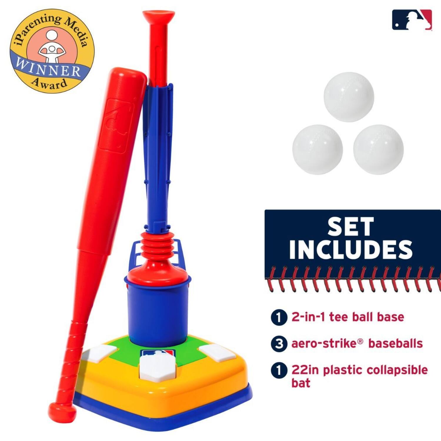 Franklin MLB Youth Super Star Batter 2IN1 Tee Ball Combo | Baseball Adjustable Batting Tee Trainer 
