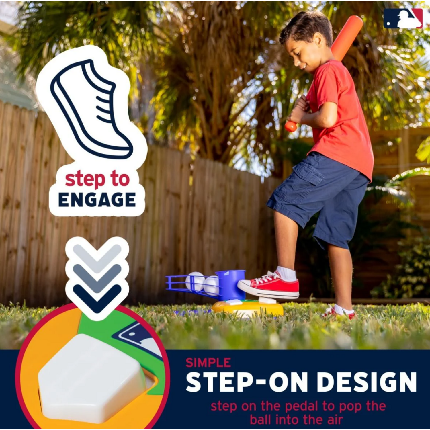 Franklin MLB Youth Super Star Batter 2IN1 Tee Ball Combo | Baseball Adjustable Batting Tee Trainer 