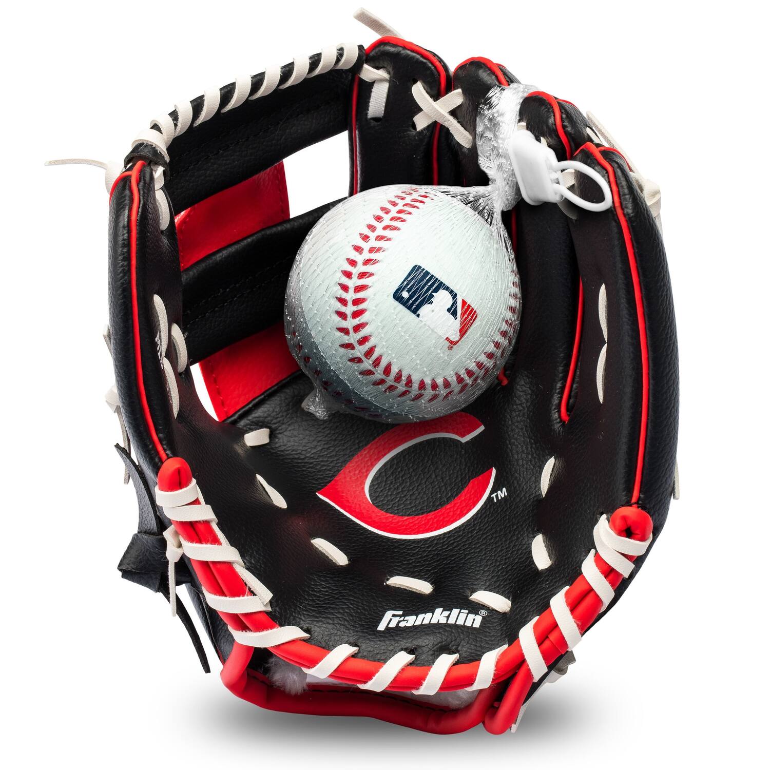 Franklin 9,5 Inch Youth MLB Glove and Ball Set Team Reds