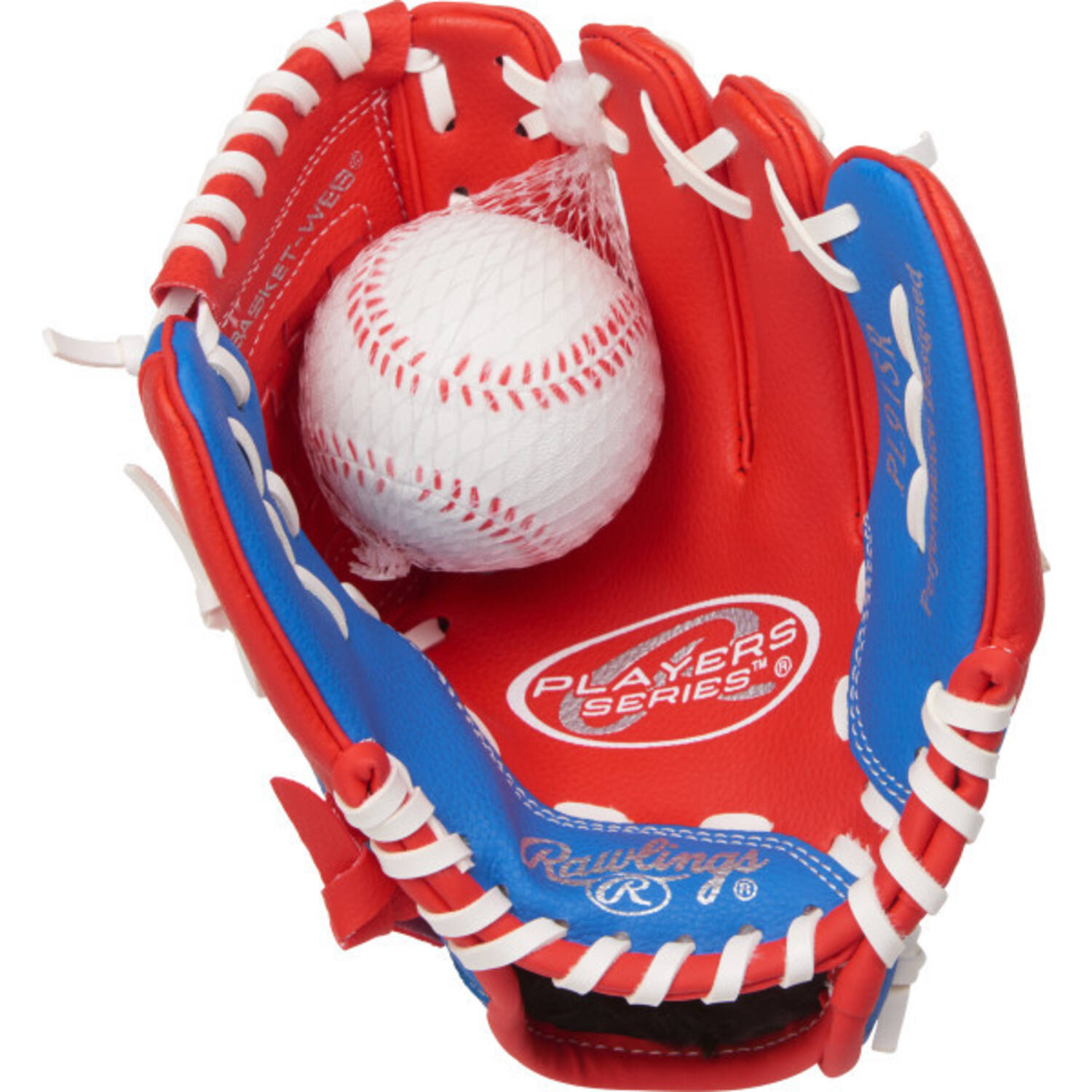 Rawlings PL91SR Tee Ball Baseball Glove w/Ball | Scarlet Royal 9 Inch Left Hand Model