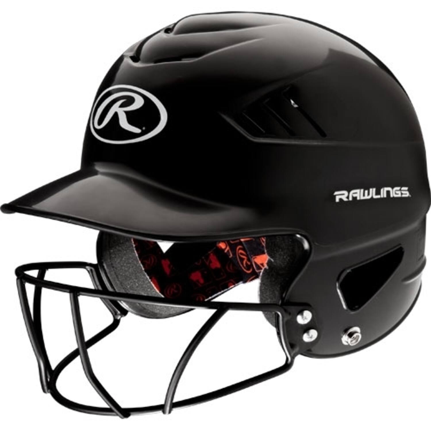 Rawlings RCFHFG Coolflo Adult Softball Batting Helmet w/Mask Color Black