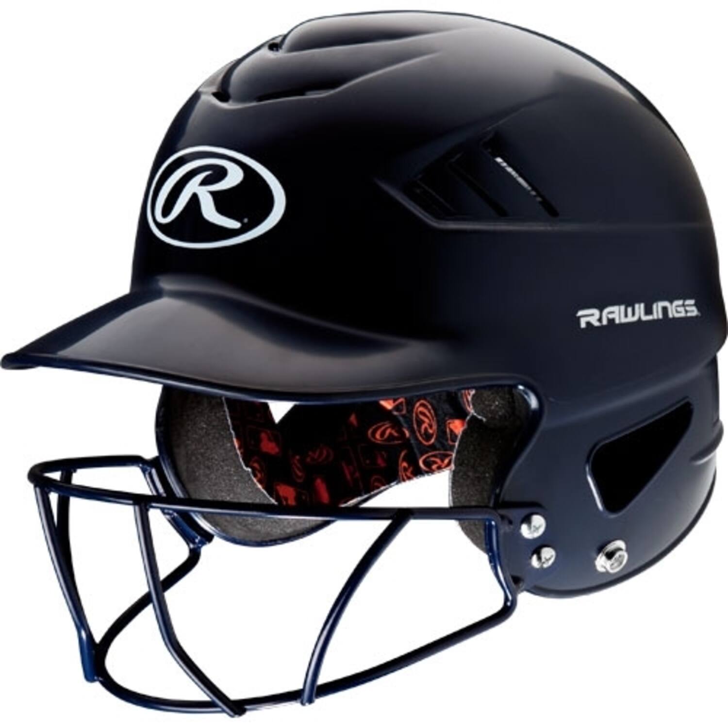 Rawlings RCFHFG Coolflo Adult Softball Batting Helmet w/Mask Color Navy