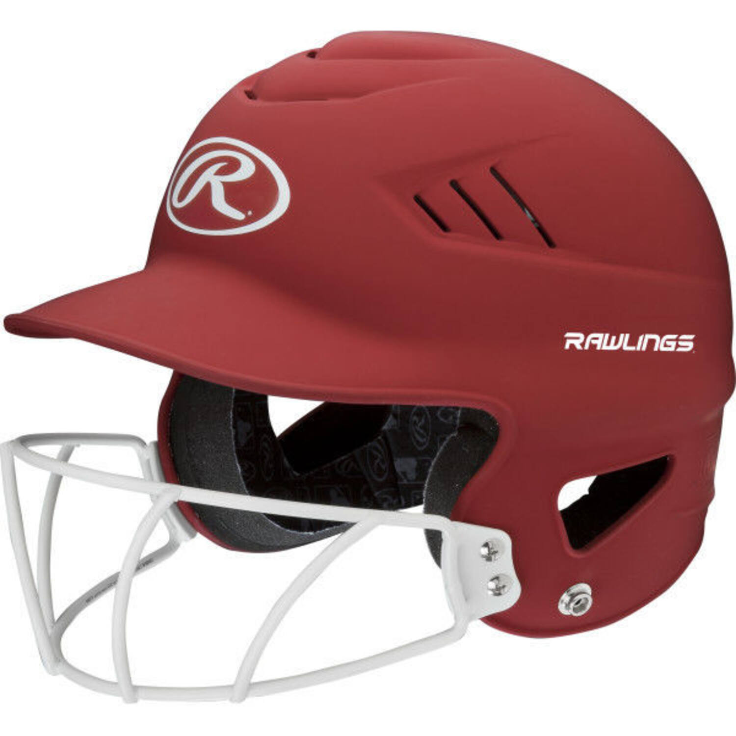 Rawlings RCFHLFG Coolflo Matte Highlighter Softball Batting Helmet w/Mask | Adult Color Scarlet