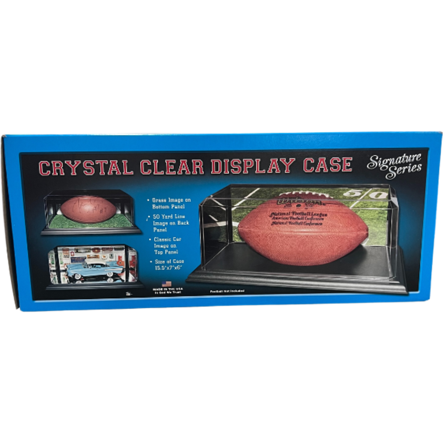Markwort American Football Ball | Crystal Clear Display Case with Plastic Cube 15.5*x7*x6*