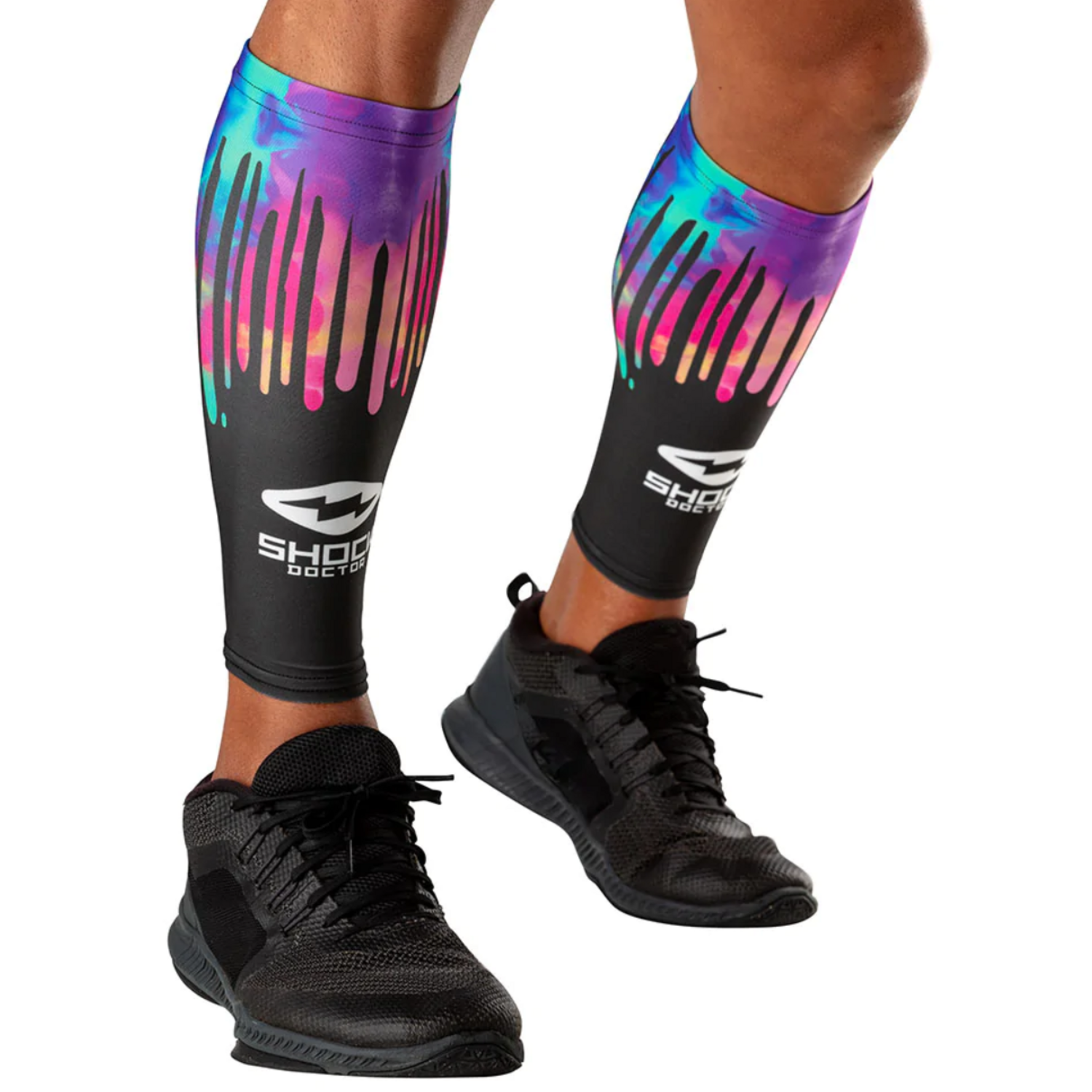 Shock Doctor Showtime Comp Calf Sleeve L Black Tie Dye Drip