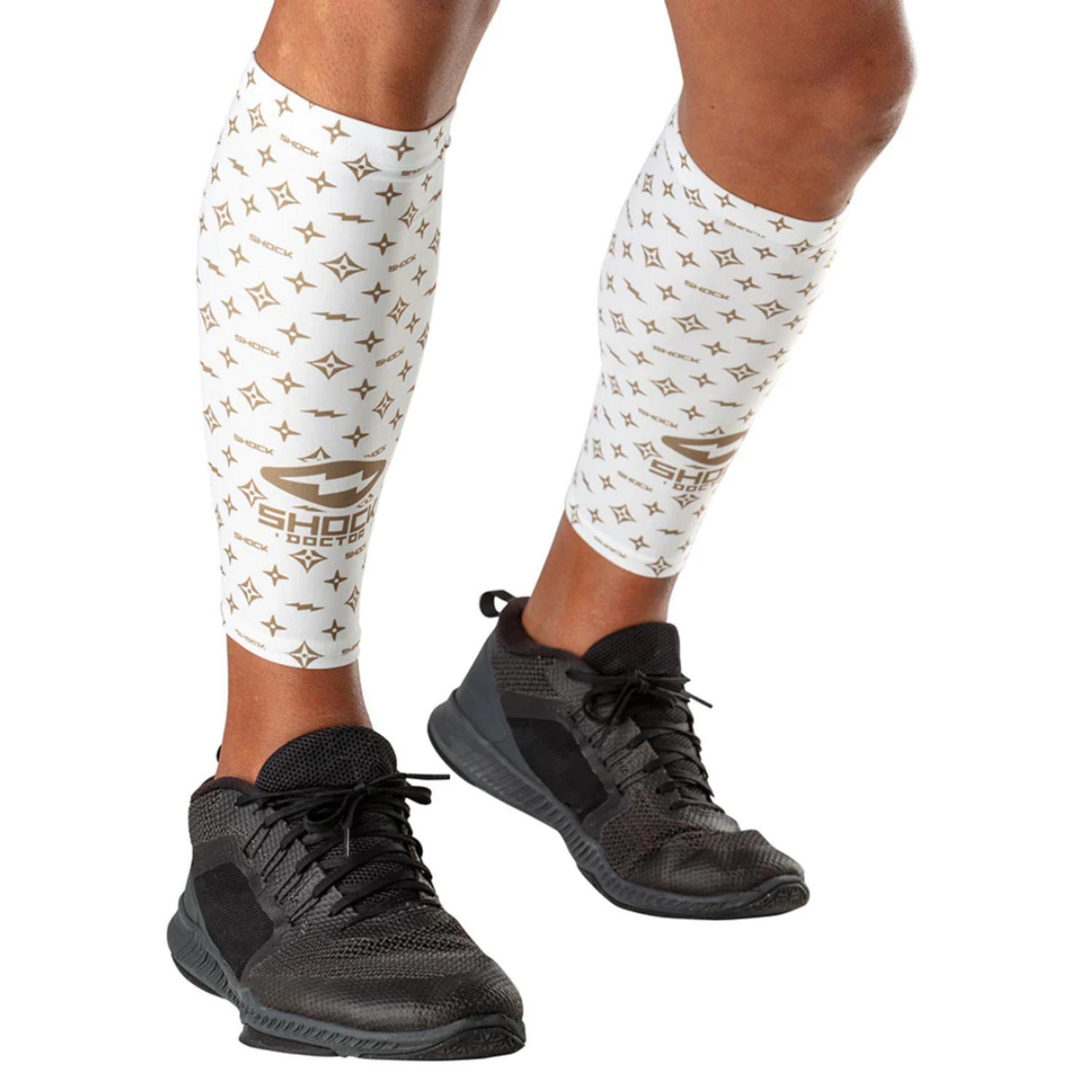 Shock Doctor Showtime Comp Calf Sleeve L White/Gold Lux