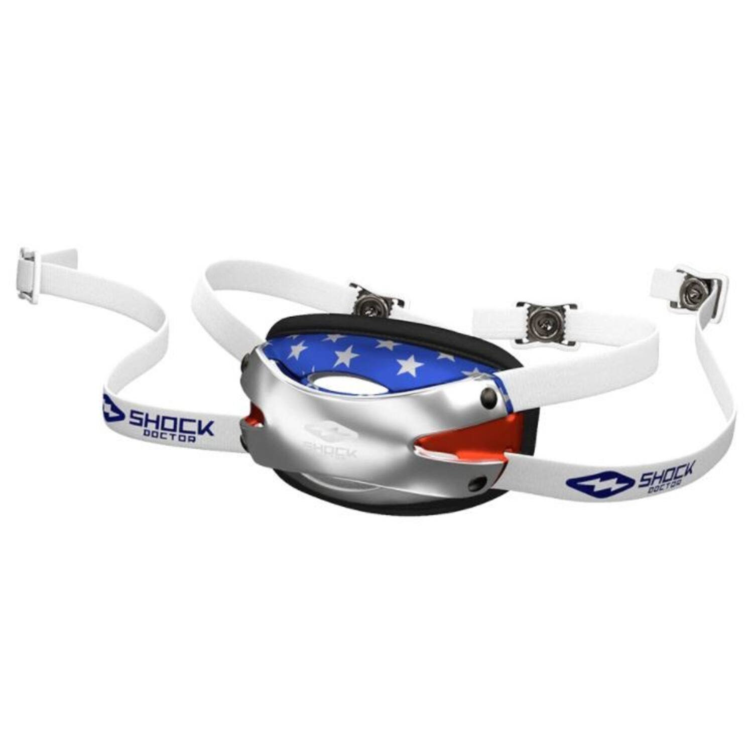 Shock Doctor Ultra Pro Showtime Chin Strap Youth Chrome Flag