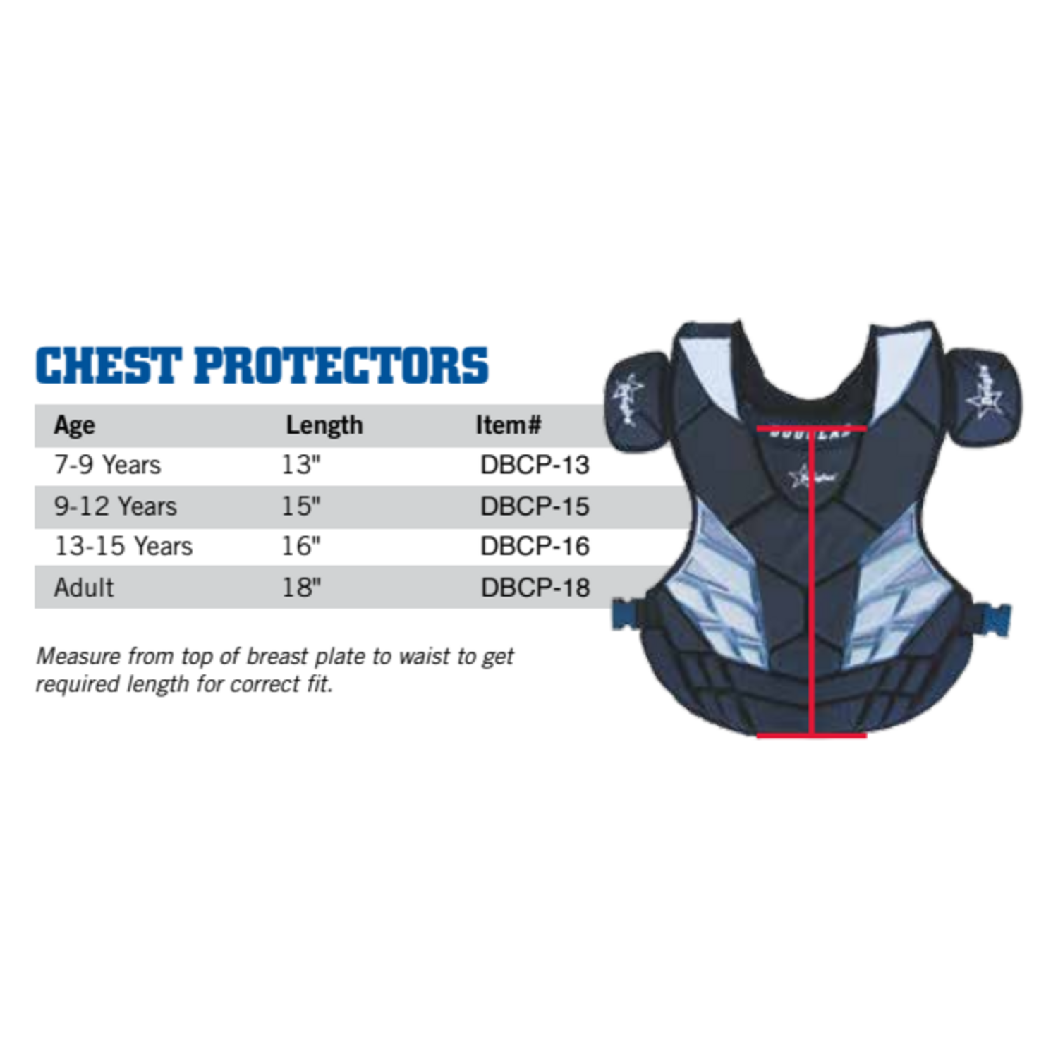 Douglas DBCP Baseball Catcher Chest Protectors | Youth 15 Inch Black