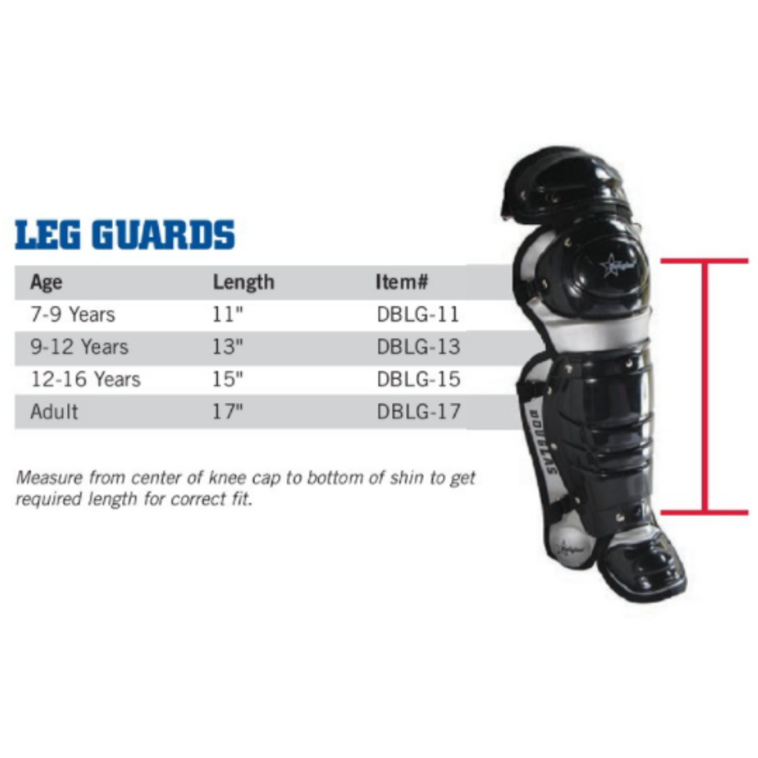 Douglas DBLG Leg Guards Junior 11 Inch Black