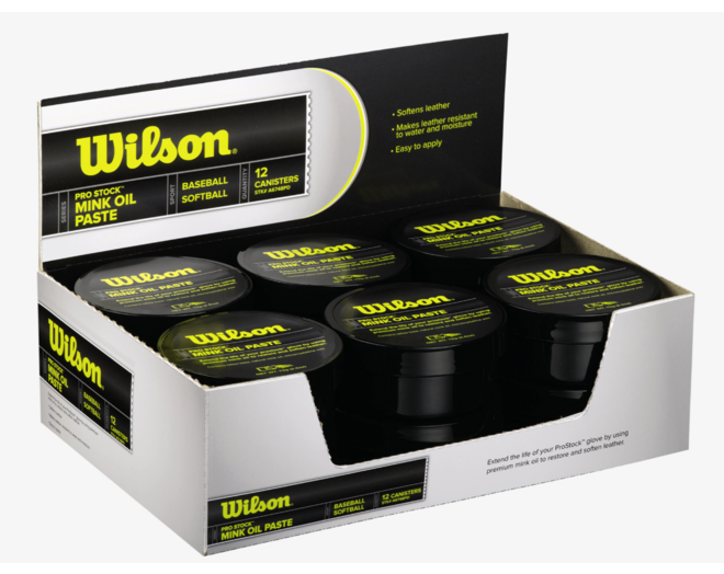 Wilson Pro Stock Mink Oil Paste | Leather Conditioner Baseball Softball Glove Care Treatment