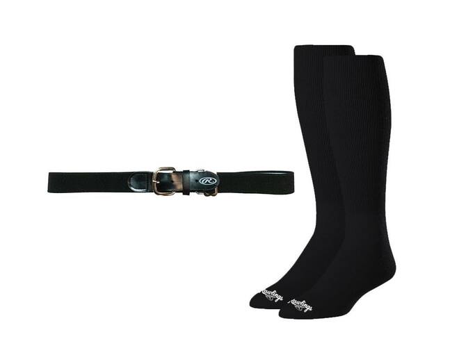 Rawlings Baseball Belt & Sock Combo M Black