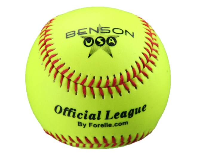 Benson VSPB1Y 9 inch Seamed Official League Soft Practice Baseball
