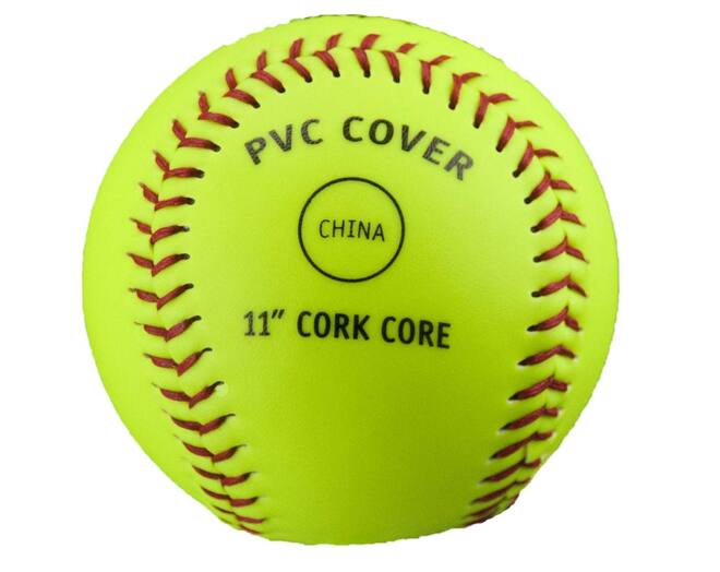 Benson SLPB11Y 11 inch Yellow PVC Cover Softball | Practice Ball