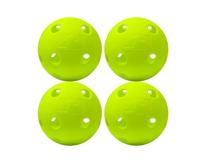 Franklin MLB Indestruct-A-Ball Durable Softball Wiffle Ball Yellow (4 Pack)