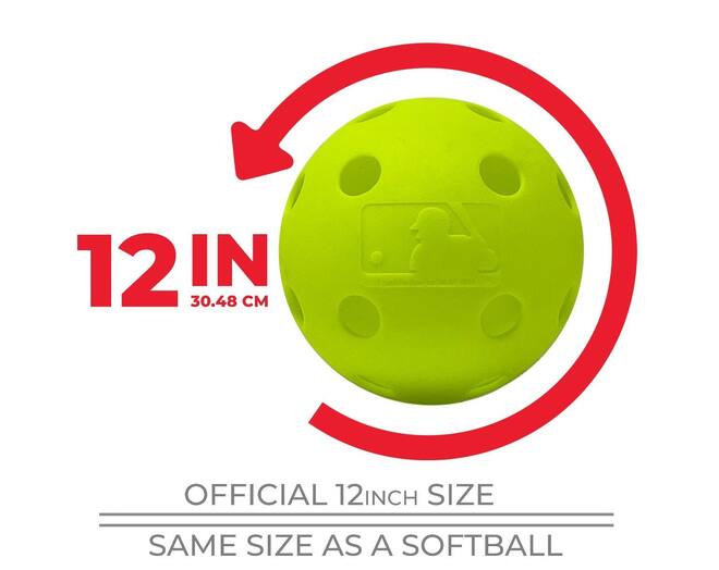 Franklin MLB Indestruct-A-Ball Durable Softball Wiffle Ball Yellow (4 Pack)
