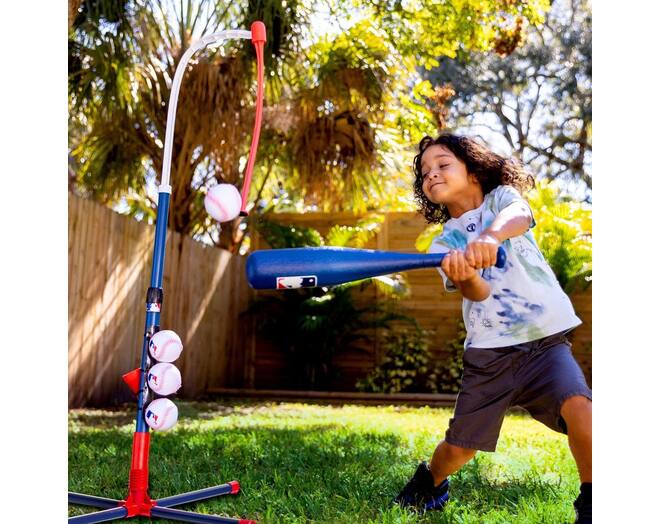 Franklin MLB Youth 2IN1 Grow-With-Me Batting Tee | Baseball Adjustable Batting Tee Trainer
