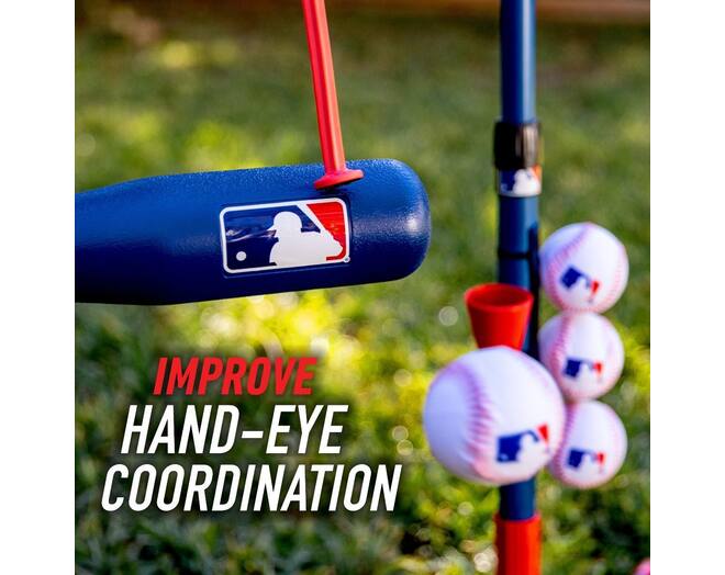 Franklin MLB Youth 2IN1 Grow-With-Me Batting Tee | Baseball Adjustable Batting Tee Trainer