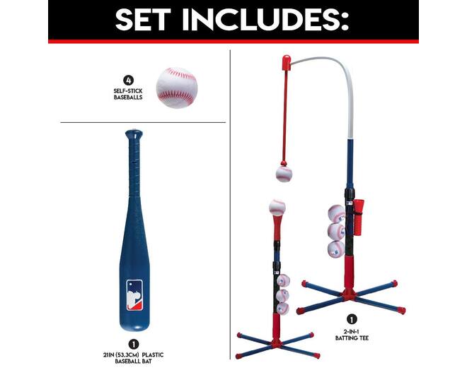 Franklin MLB Youth 2IN1 Grow-With-Me Batting Tee | Baseball Adjustable Batting Tee Trainer
