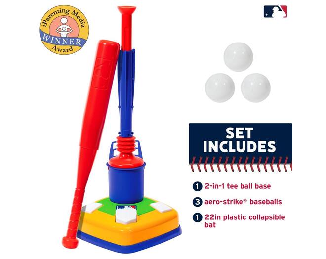Franklin MLB Youth Super Star Batter 2IN1 Tee Ball Combo | Baseball Adjustable Batting Tee Trainer 