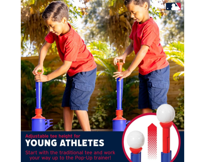 Franklin MLB Youth Super Star Batter 2IN1 Tee Ball Combo | Baseball Adjustable Batting Tee Trainer 