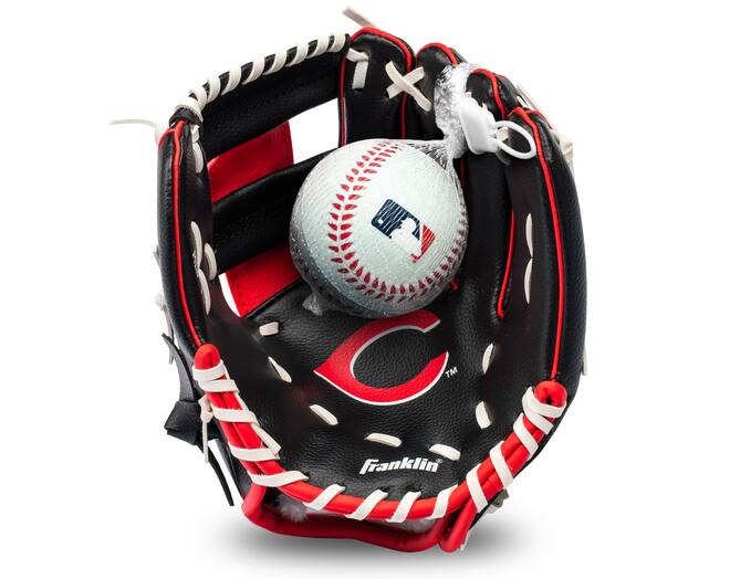 Franklin 9,5 Inch Youth MLB Glove and Ball Set Team Reds