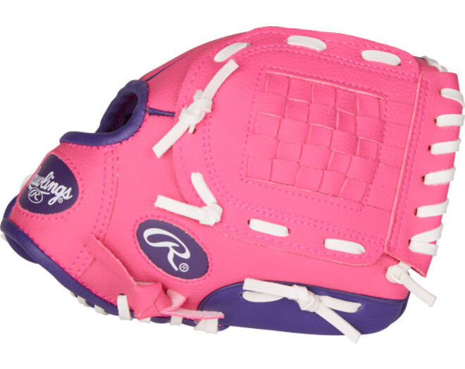 Rawlings PL91PP Tee Ball Baseball Glove w/Ball | Pink Purple 9 Inch Left Hand Model