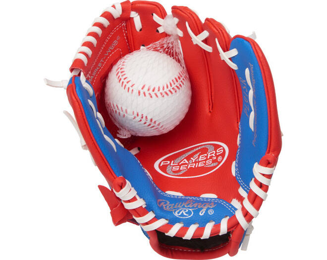 Rawlings PL91SR Tee Ball Baseball Glove w/Ball | Scarlet Royal 9 Inch Left Hand Model