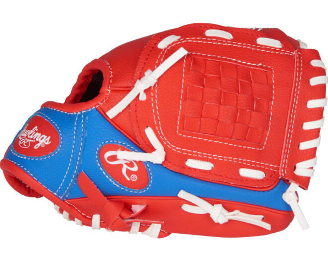 Rawlings PL91SR Tee Ball Baseball Glove w/Ball | Scarlet Royal 9 Inch Left Hand Model