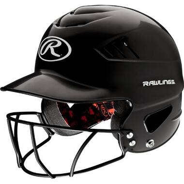 Rawlings RCFHFG Coolflo Adult Softball Batting Helmet w/Mask Color Black
