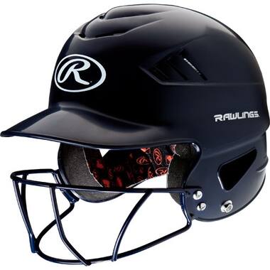 Rawlings RCFHFG Coolflo Adult Softball Batting Helmet w/Mask Color Navy