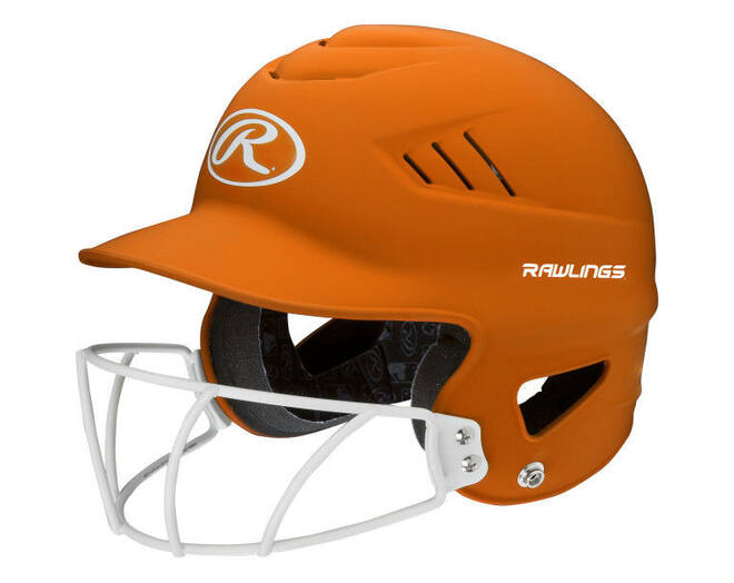 Rawlings RCFHLFG Coolflo Matte Highlighter Softball Batting Helmet w/Mask | Adult Color Orange