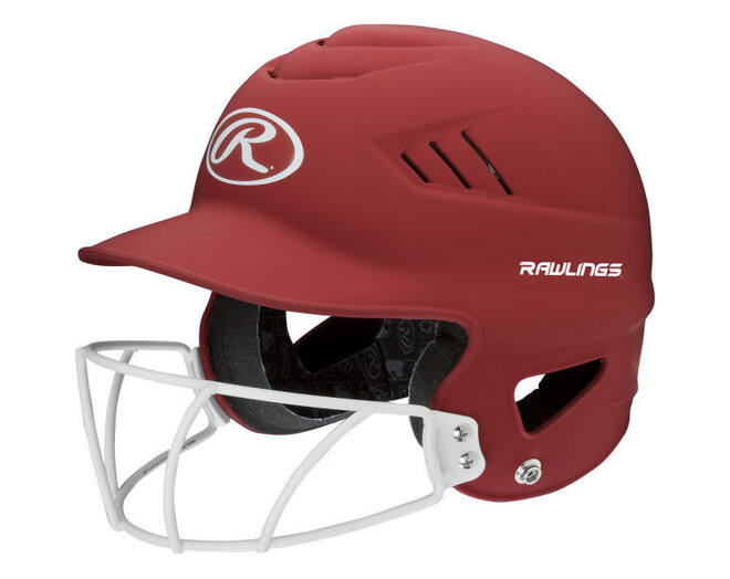 Rawlings RCFHLFG Coolflo Matte Highlighter Softball Batting Helmet w/Mask | Adult Color Scarlet